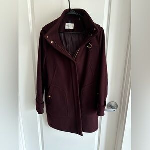 Burgundy winter coat - beautiful color and flattering